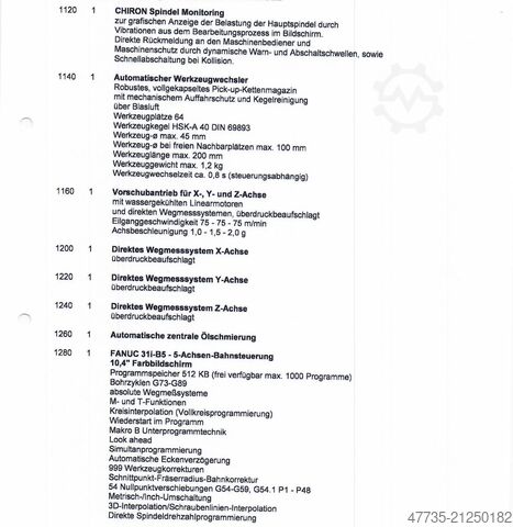 5 axis  machining center CHIRON FZ 08 MT