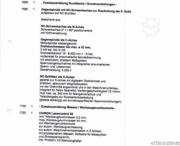 5 axis  machining center CHIRON FZ 08 MT