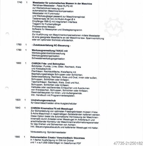 5 axis  machining center CHIRON FZ 08 MT