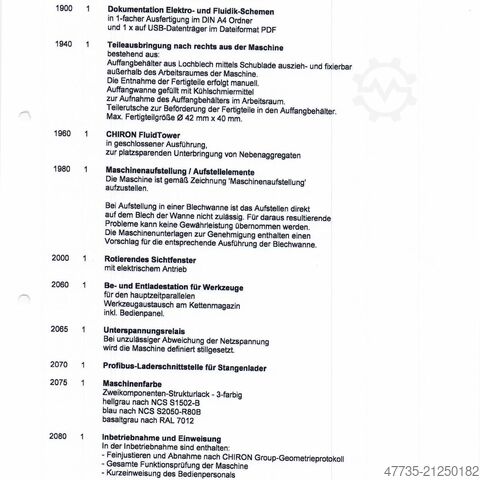 5 axis  machining center CHIRON FZ 08 MT