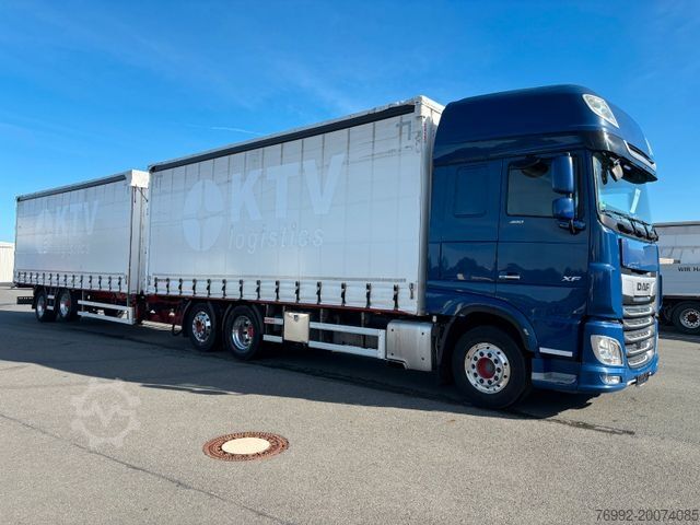 LKW mit Pritsche & Plane DAF SSC XF 480 Jumbozug + Anh Wecon Staplerhalterung