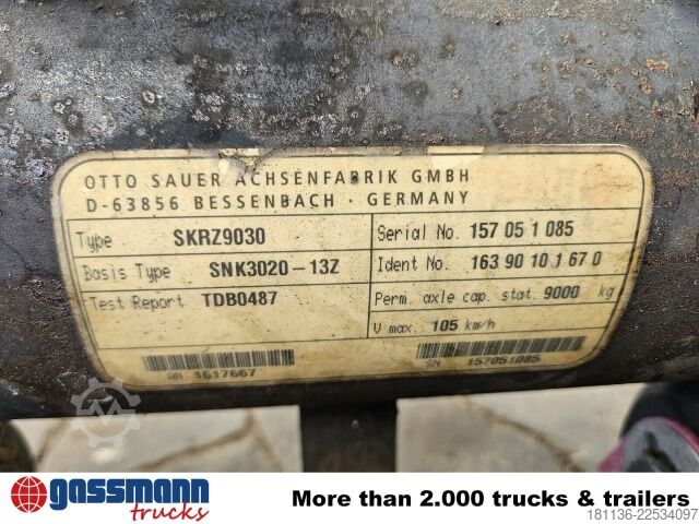 Landmaschine SAF Anhängerachse, 9t