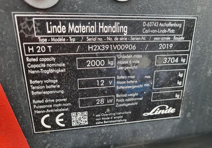 4-wheel forklift Linde H 20 T