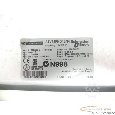 Component Telemecanique / Schneider ATV58FHD16N4 Frequenzumrichter SN
