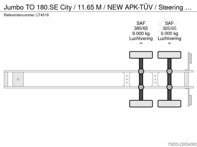 Curtain sided Jumbo TO  City / 11.65 M / NEW APK-TÜV / Steeri...