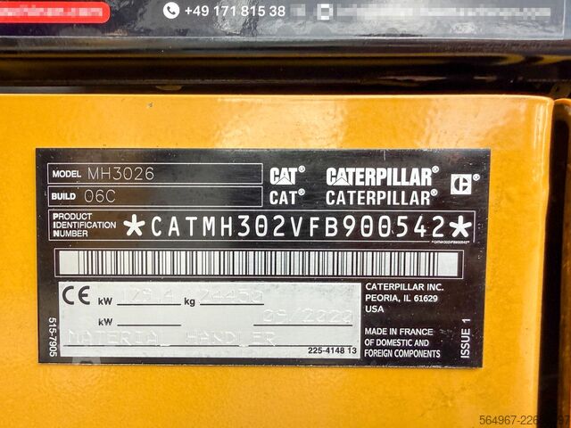 Material handler Caterpillar CAT MH3026-06C Umschlagbagger Kamera ZSA