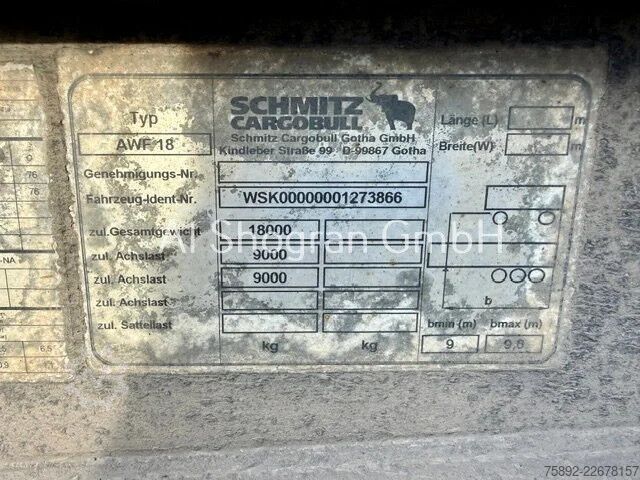 Containertransport Schmitz Cargobull AWF 18 / BDF / 2 x Achsen