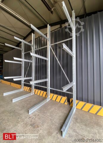 Cantilever rack ca. 4,02 lfm. Kragarmregal H: 416 cm T: 137 cm , 750 kg/Arm , 4 Lagerebenen