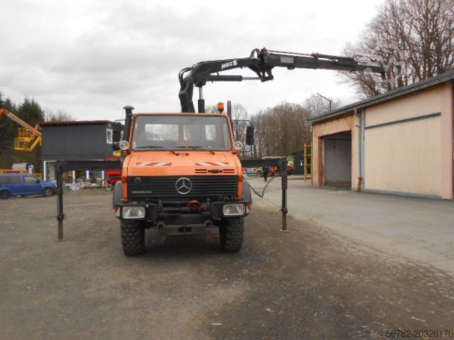 Tipper truck MERCEDES-BENZ U1450 427/11 mit Kran