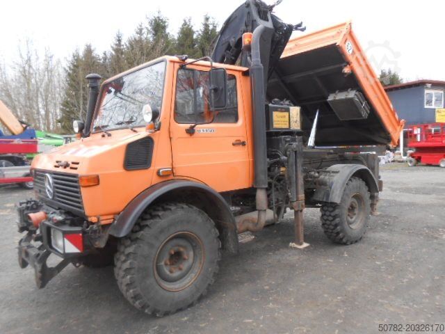 Tipper truck MERCEDES-BENZ U1450 427/11 mit Kran
