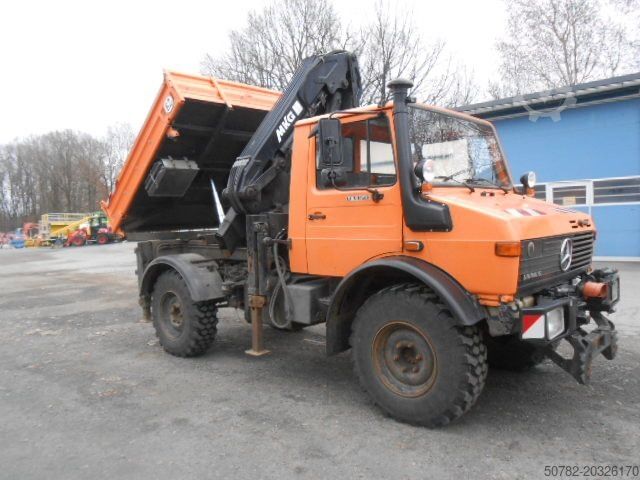Tipper truck MERCEDES-BENZ U1450 427/11 mit Kran