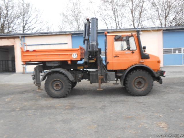 Tipper truck MERCEDES-BENZ U1450 427/11 mit Kran