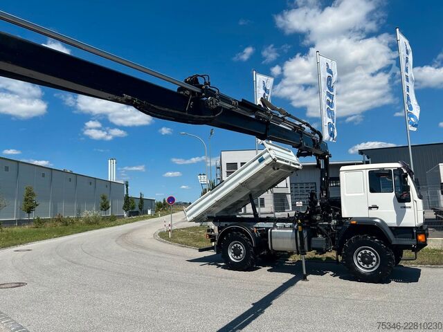 Dreiseitenkipper LKW MAN L90 18.284 4x4 LOF Kipper/Kran/47 tkm/HA gelenkt