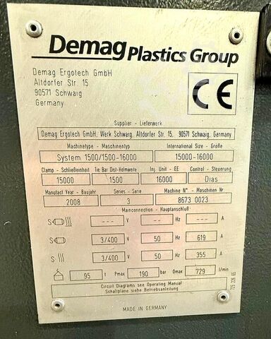 Injection molding machine DEMAG System 1500/1500-16000