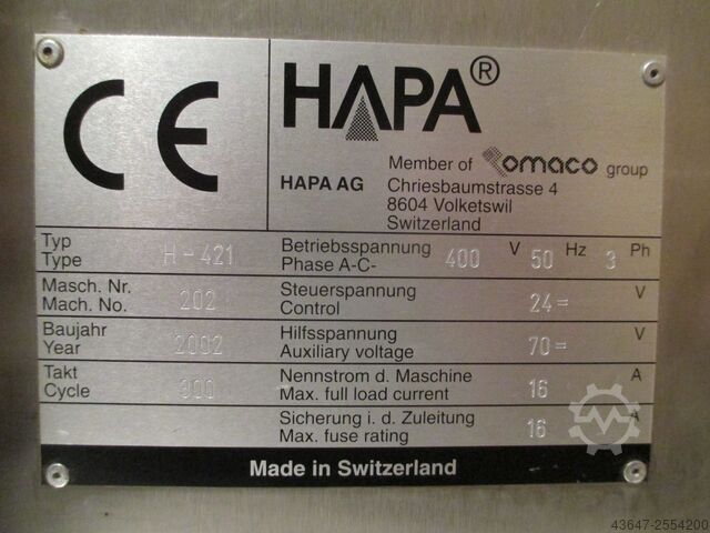 Labelling maschine für Ampullen HAPA #3489 421 Etikettendruck, Labelling