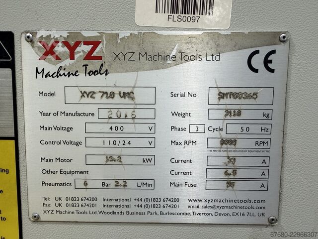 Vertical machining center XYZ Machine Tools 710