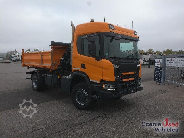 Three-sided tipper truck Scania P 450 B4x4HZ ALLRAD HIAB X-HIDUO 108 E-3U