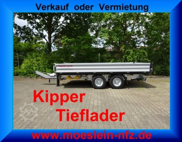 Tipper trailer Möslein TTD11 weiß  neuer Tandem 3- Seitenkipper Tieflader-- Neufahrzeug --