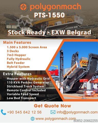 Crushing plant Polygonmach PTS155   1500x5000mm  3 decks  track screen
