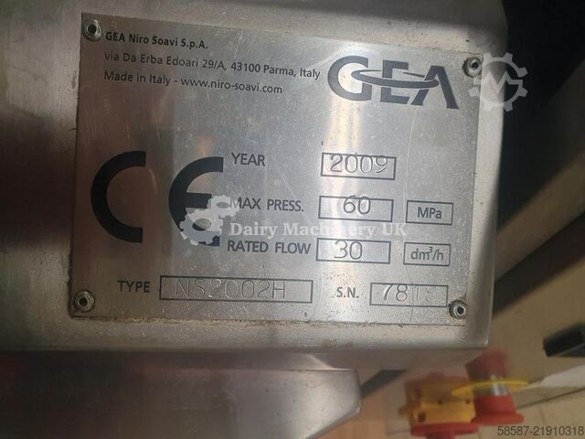 Milk Pasteuriser 500 L/h Self Heated Complete Plant with Homogeniser and Separator ARSOPI & SEITAL & GEA NIRO SOAVI 500 L