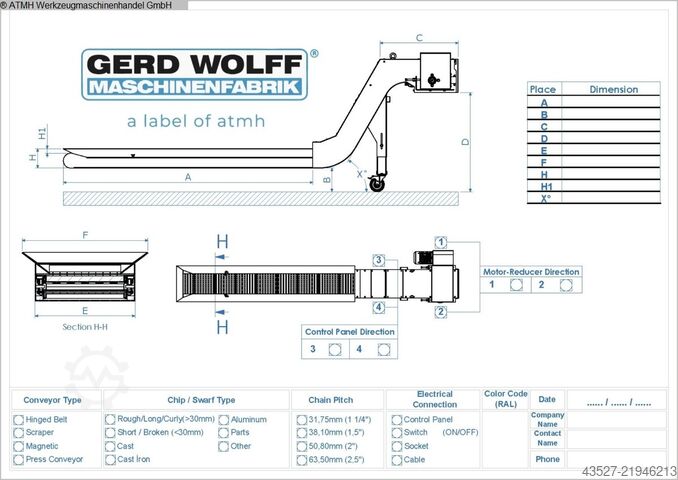 Swarf Conveyor GERD WOLFF Maßanfertigung
