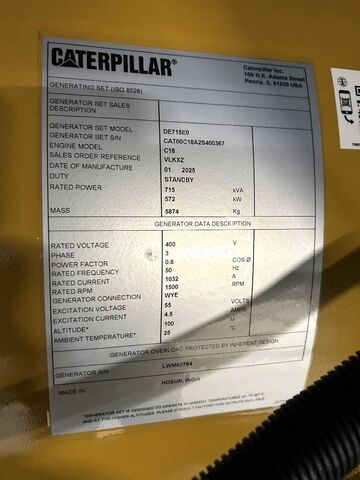 Generator set CAT DE715E0 - 715kVA Generator - DPX-18030