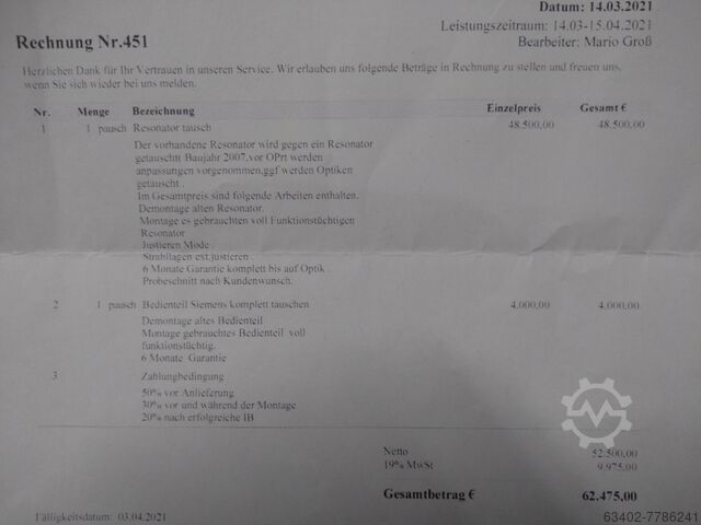 Resonator TRUMPF TLF 4000 turbo
