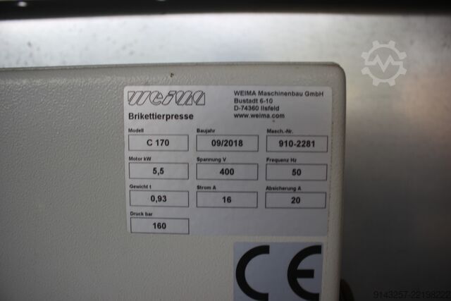 WL 600 (shredder) & C 170 (briquetting press) WEIMA Maschinenbau GmbH WL 600 (Zerkleinerer) & C 170 (Brikettpr