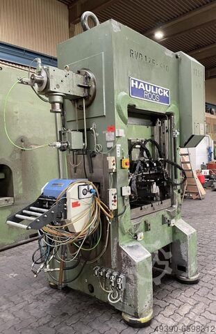 Eccentric stamping automatic with NC roller feeder EBU; double-column - eccentric press, production HAULICK + ROOS RVD 125
