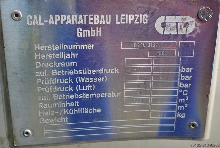 1260 Liter Vakuumbehälter aus V2A  9156