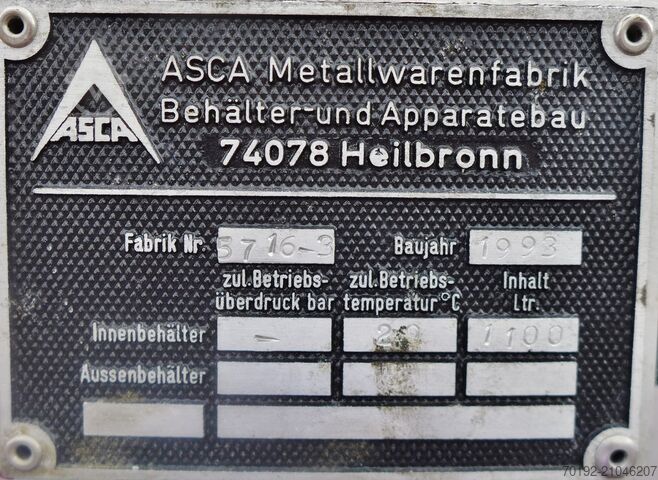 1100 Liter Rechteckbehälter aus V4A ASCA Apparate Behälterbau 9152