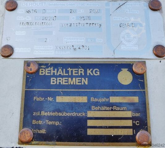 20000 Liter Behälter aus V2A mit Sicherheitsdoppelmantel (nach DIN 6616D)  9134