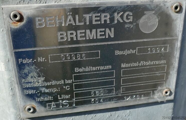 560 Liter Container aus V2A Behälter KG Bremen 9130