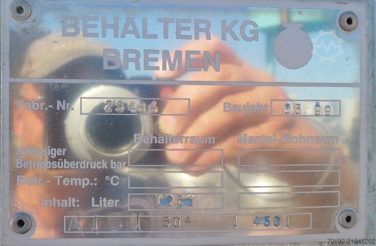 1251 Liter Container aus V2A Behälter KG Bremen 9129