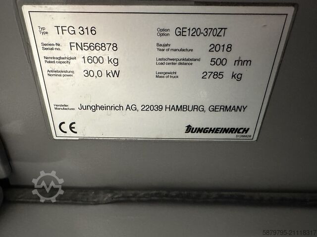 Gabelstapler Jungheinrich TFG 316 | 1600kg | 3700mm | ISS | 1604h