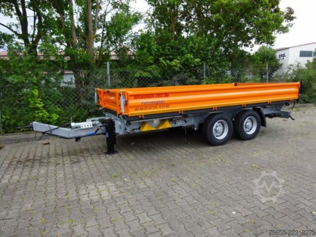 Tipper trailer Möslein TTD11 Orange  neuer Tandem 3- Seitenkipper Tieflader-- Neufahrzeug --