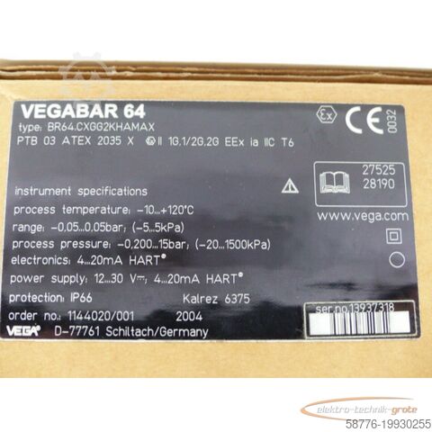 Component VEGA Vega G2KHAMAX BAR 64 Druckmessumformer  !