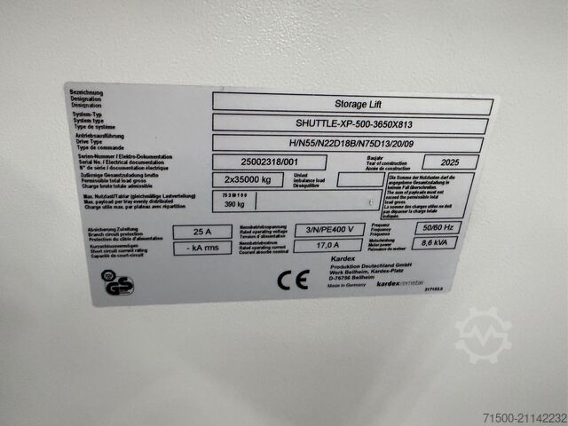 Storage-Lift (Lageraufzug) Kardex Shuttle-XP-500-3650X813