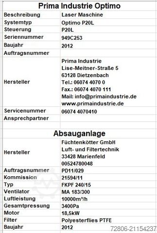 Laserschneidmaschine Optimo P20l