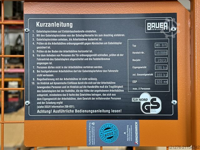 Work platform man basket for forklift BAUER MB-D/L