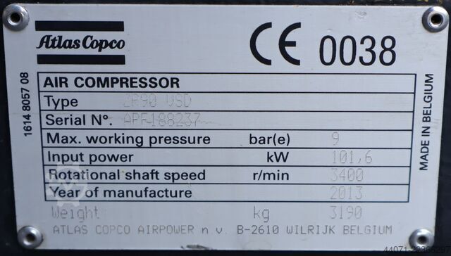 Schraubenkompressor ZR90VSD Atlas Copco ZR 90 VSD