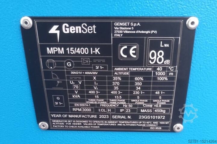 Generator set Genset MPM 15/400 I-K - Welding Genset - DPX-35500