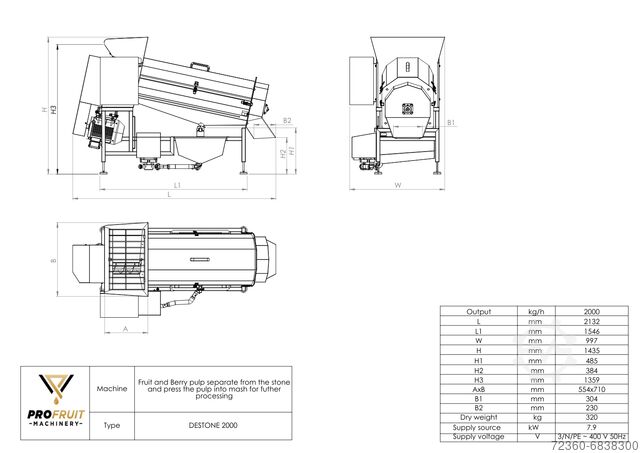 Entsteinungs- und Aufschlussmaschine Profruit machinery DESTONE