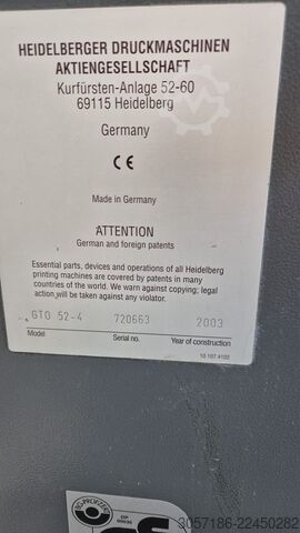 Offset printing press Heidelberg GTO 52-4