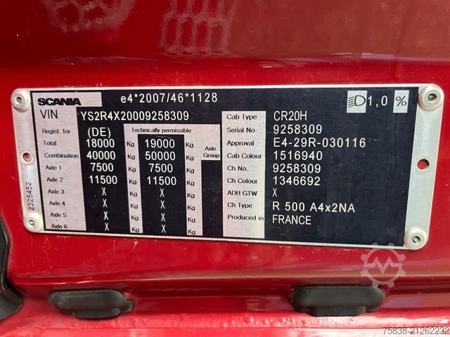 Standard tractor unit SCANIA R 500 A4x2NA*Kombihydro*Standklima*ACC/LDW*