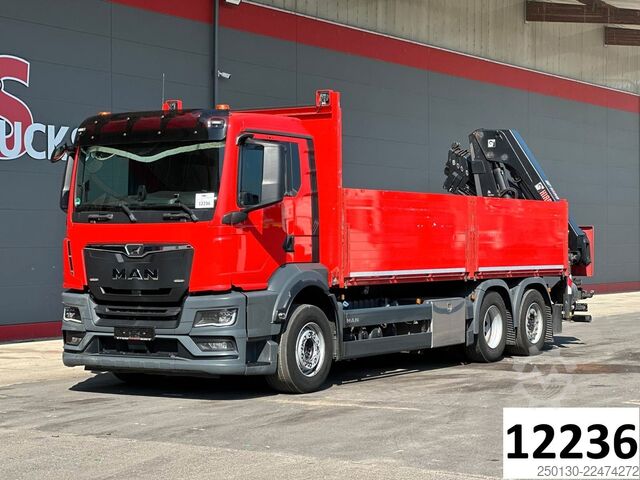 Flatbed truck MAN TGS 26.430 6x2LL Baustoffp./ HIAB 228 Lenk/Lift