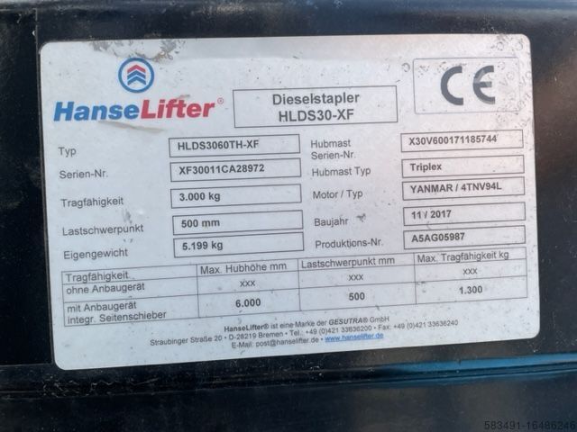 Dieselstapler Hanselifter HLDS3060TH - XF