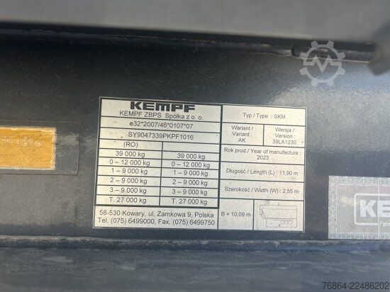 Kipper Auflieger KEMPF SKM 39 ALU-KASTENMULDE 55M³ ROLLPLANE