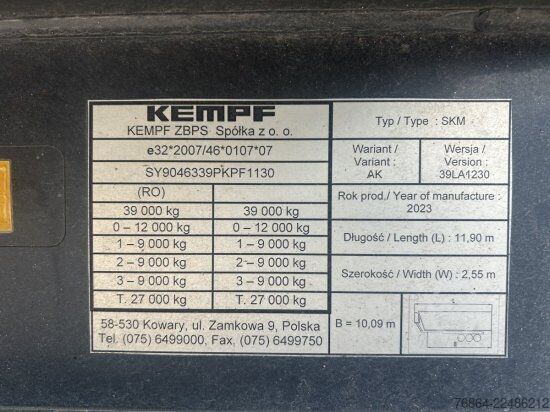 Kipper Auflieger KEMPF SKM 39 ALU-KASTENMULDE 55M³ ROLLPLANE