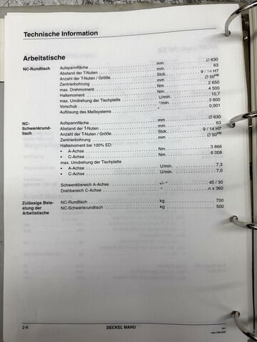 CNC universal machining center DECKEL MAHO DMU 60 P Hi-dyn